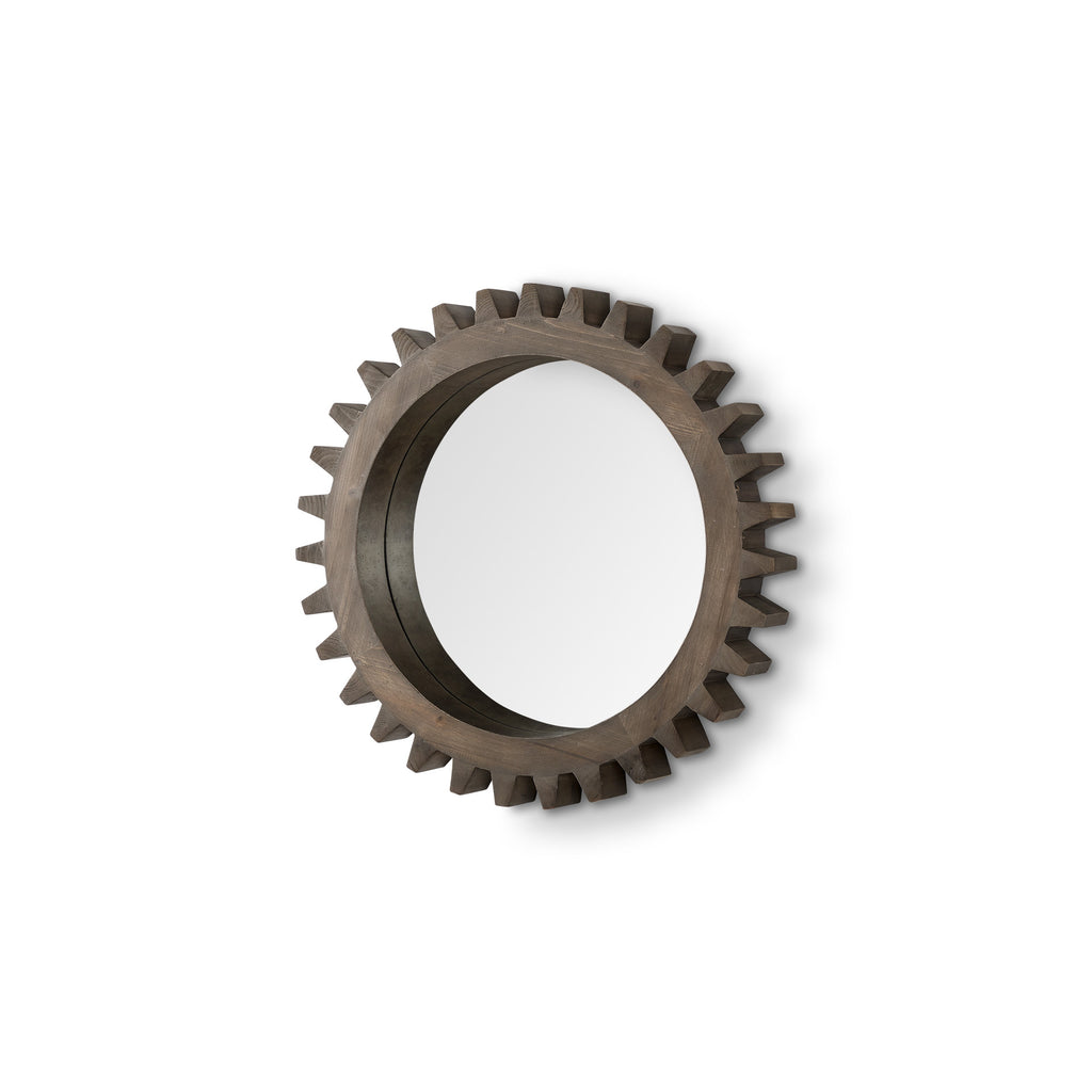 Dark Brown Abstract Wood Framed Accent Mirror - 26-inch