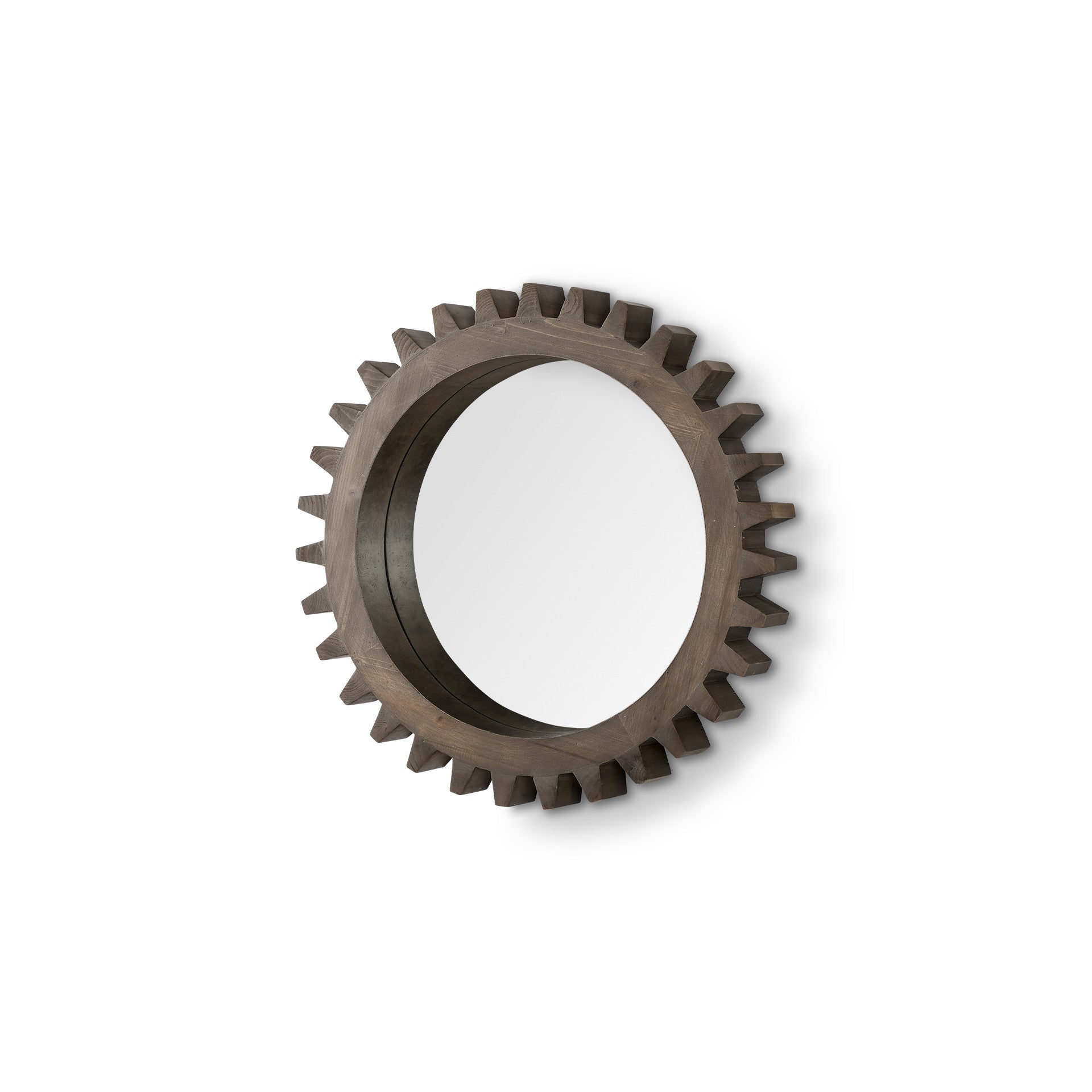 Dark Brown Abstract Wood Framed Accent Mirror - 26-inch