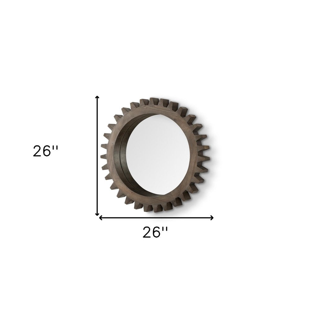 Dark Brown Abstract Wood Framed Accent Mirror - 26-inch