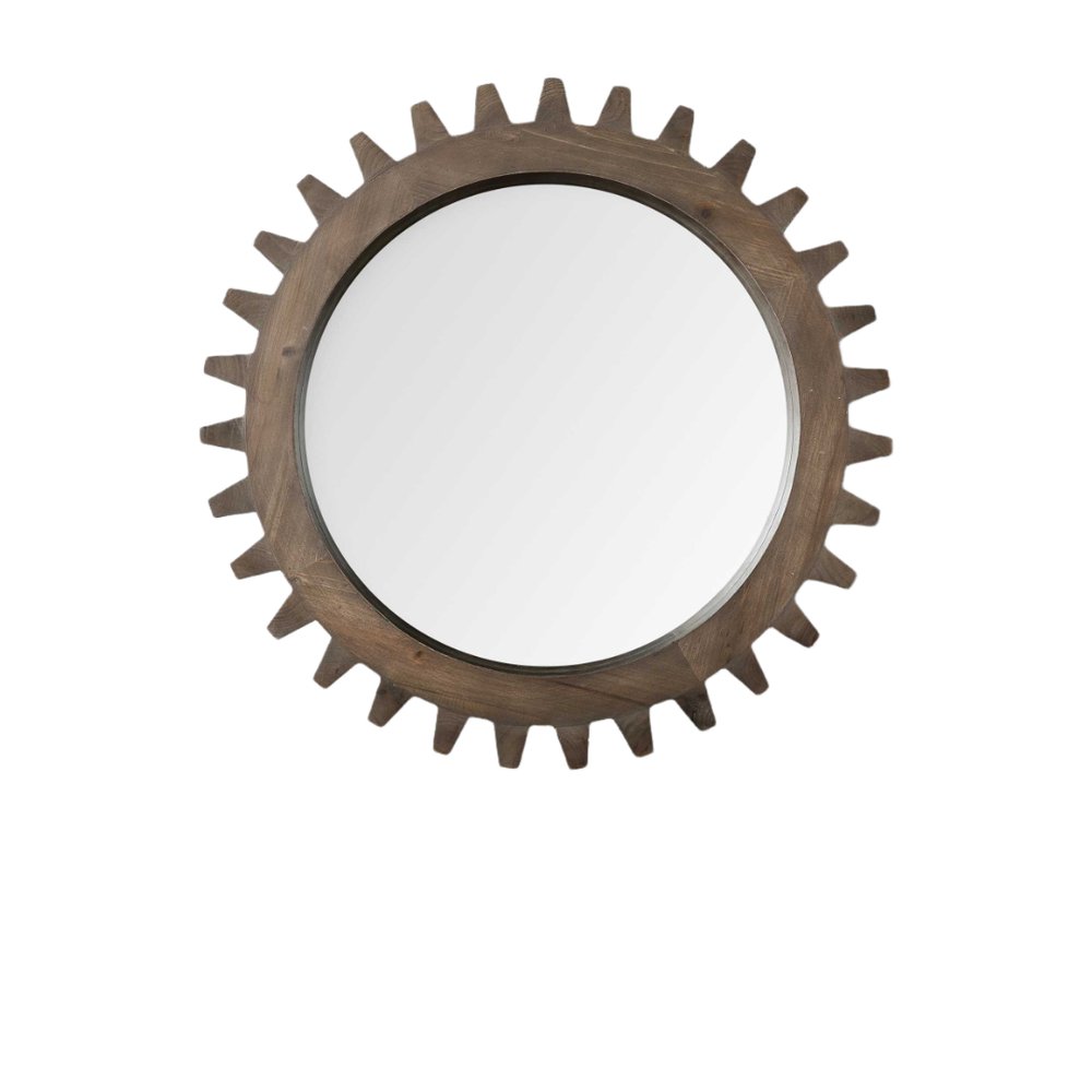 Dark Brown Abstract Wood Framed Accent Mirror - 26-inch