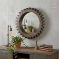 Dark Brown Abstract Wood Framed Accent Mirror - 26-inch