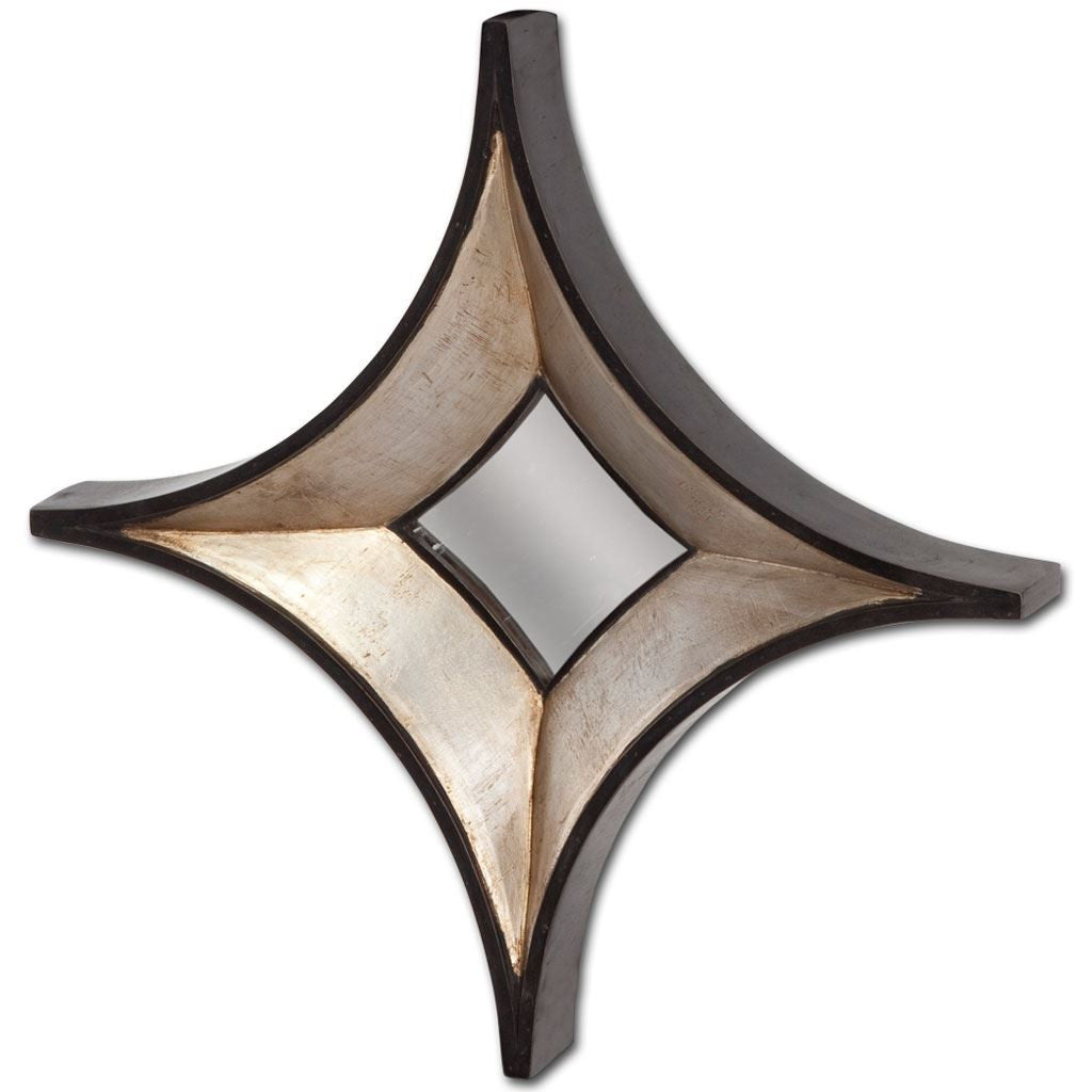Dark Brown Wood Diamond Framed Accent Mirror - 17-inch