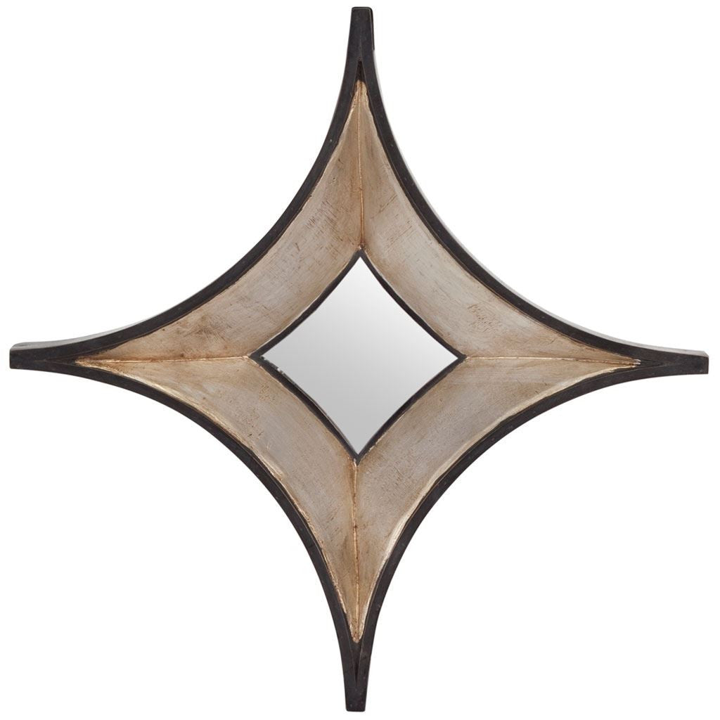 Dark Brown Wood Diamond Framed Accent Mirror - 17-inch