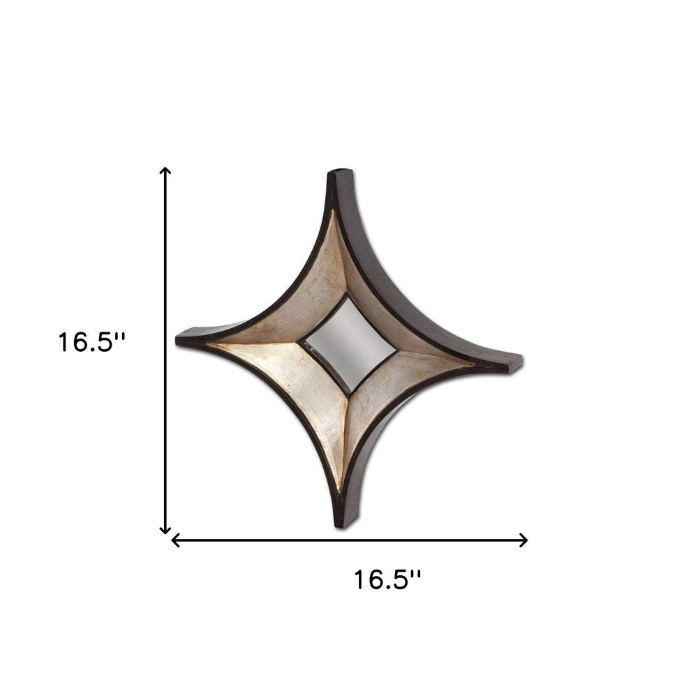 Dark Brown Wood Diamond Framed Accent Mirror - 17-inch