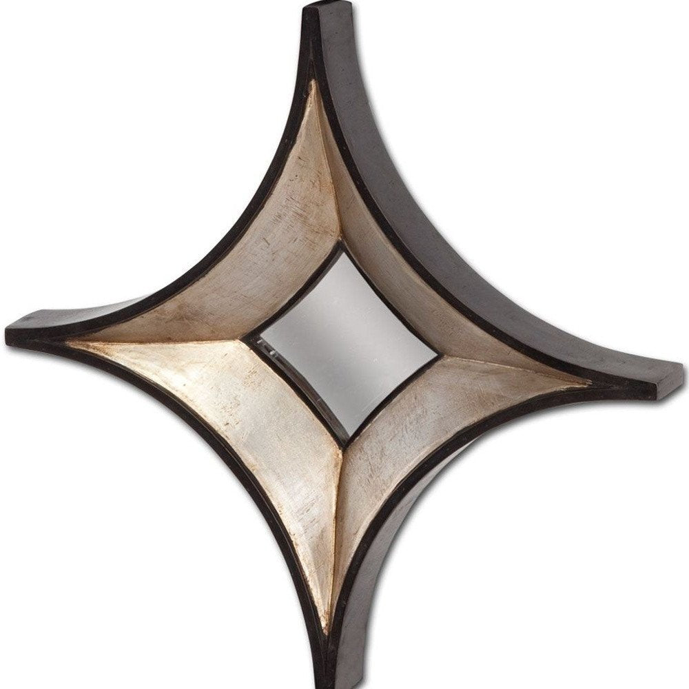 Dark Brown Wood Diamond Framed Accent Mirror - 17-inch