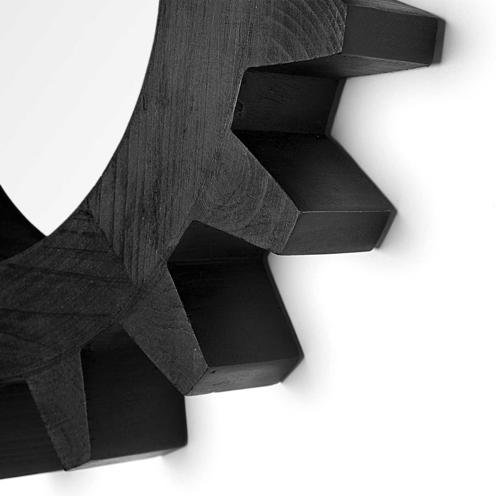 Black Abstract Wood Framed Accent Mirror - 17-inch