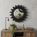Black Abstract Wood Framed Accent Mirror - 17-inch