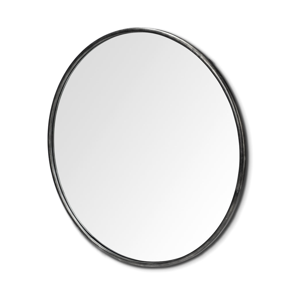Round Black Metal Frame Wall Mirror - 47-inch
