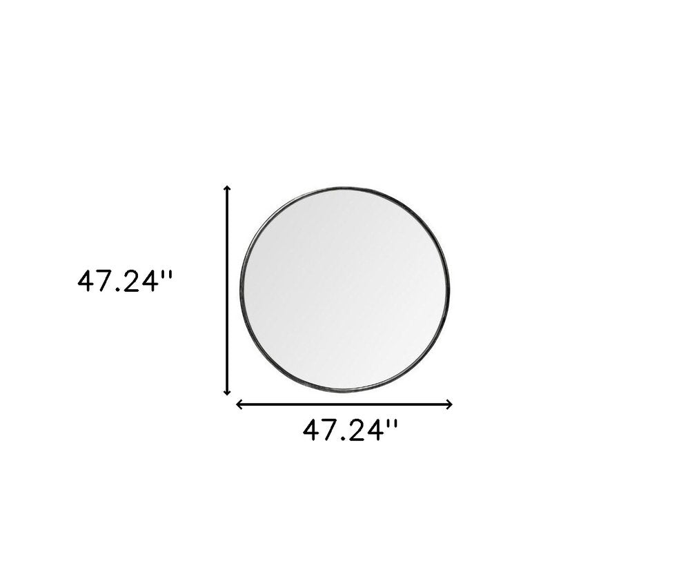 Round Black Metal Frame Wall Mirror - 47-inch