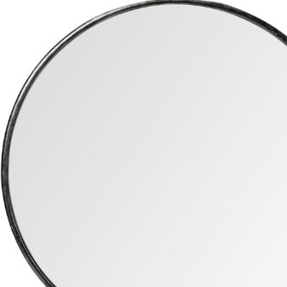 Round Black Metal Frame Wall Mirror - 47-inch