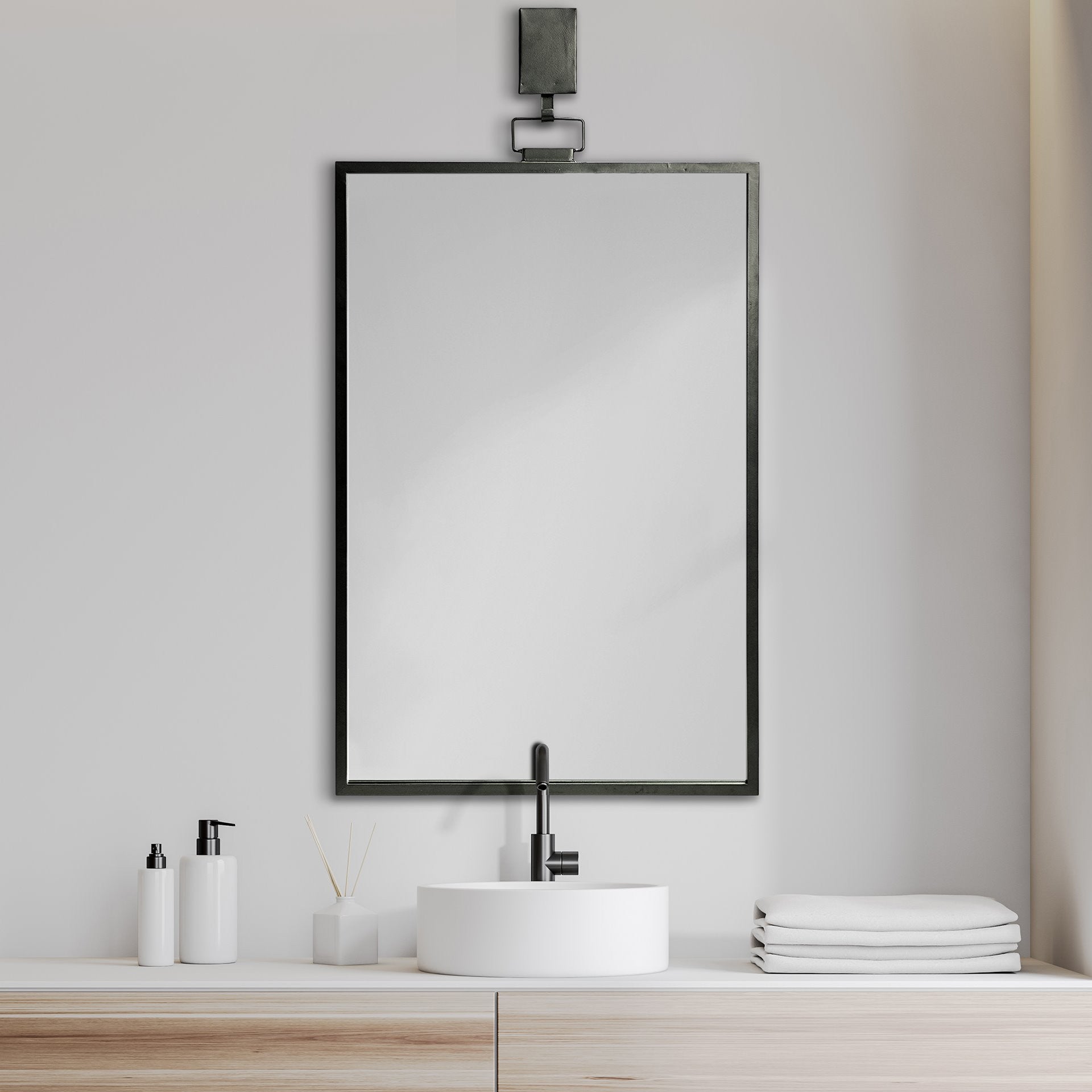 Gunmetal Metal Framed Accent Mirror - 44-inch