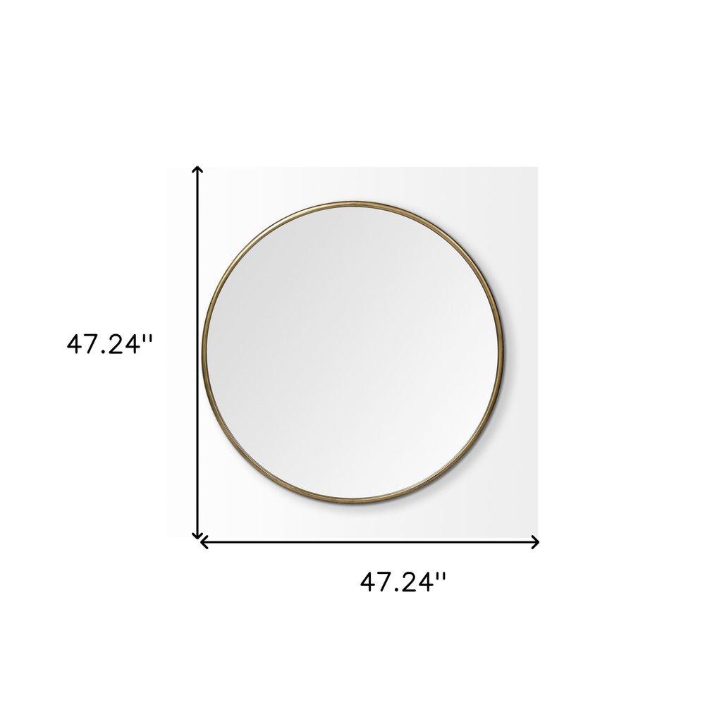 Gold Round Metal Framed Accent Mirror - 47-inch