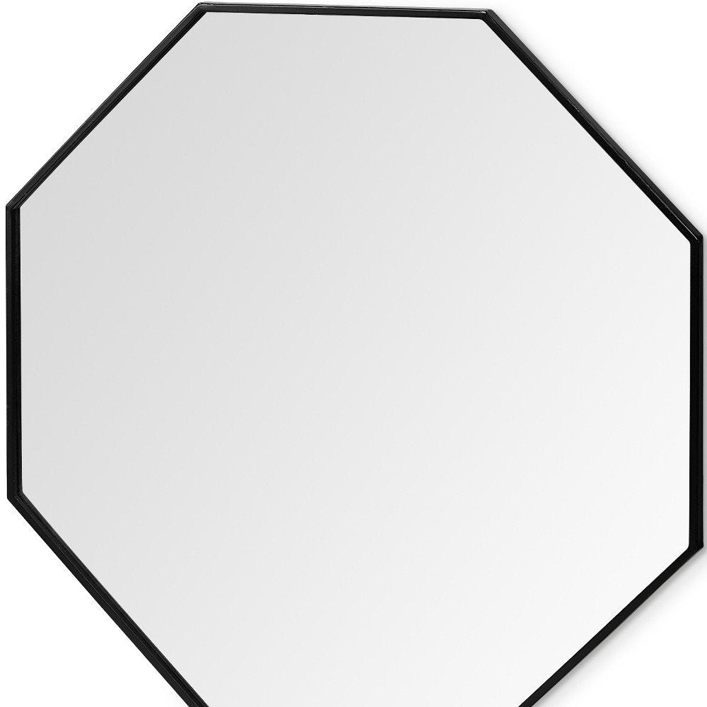 Black Octagon Metal Framed Bathroom Vanity Mirror - 38-inch