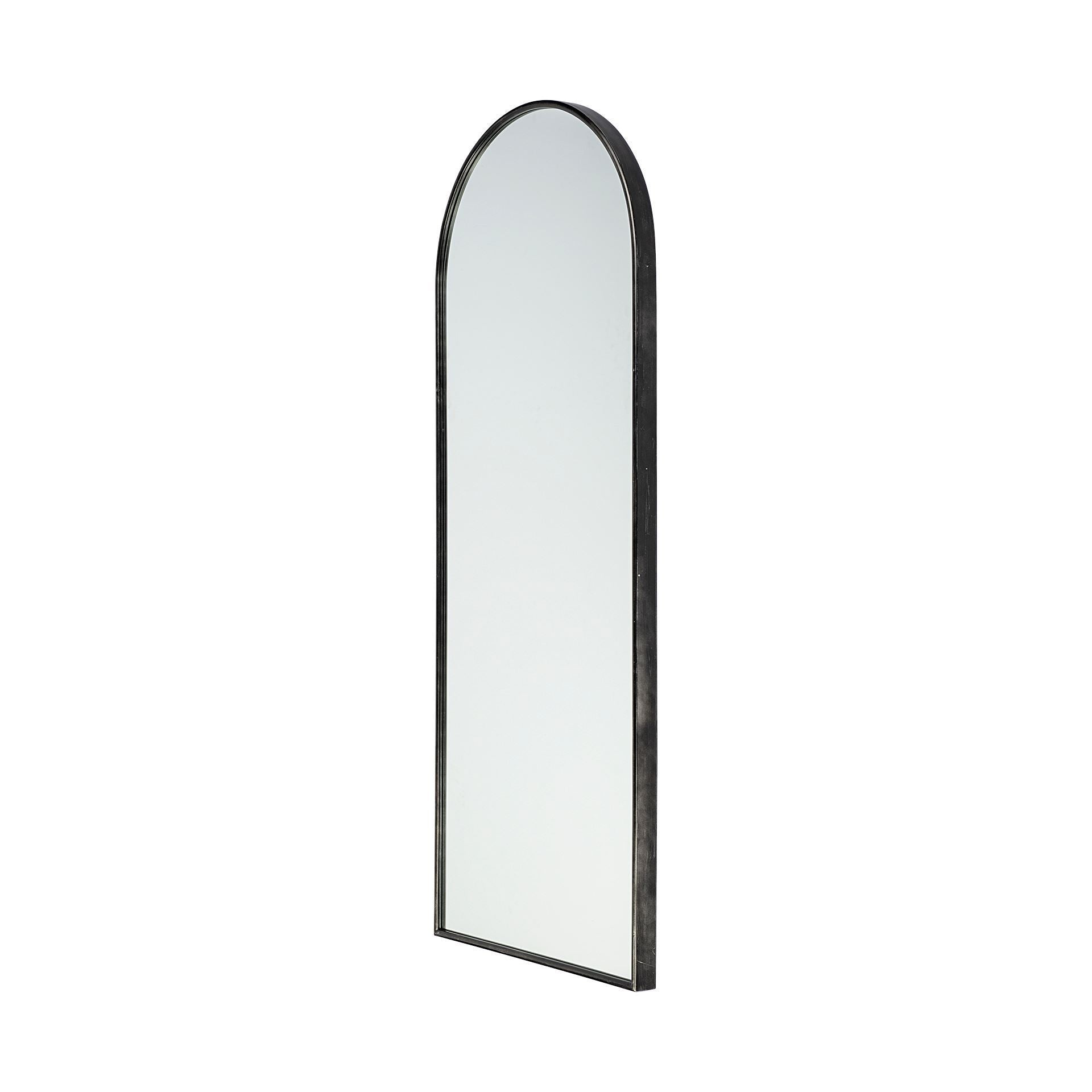 Black Metal Arch Framed Full Length Hanging Mirror - 70-inch