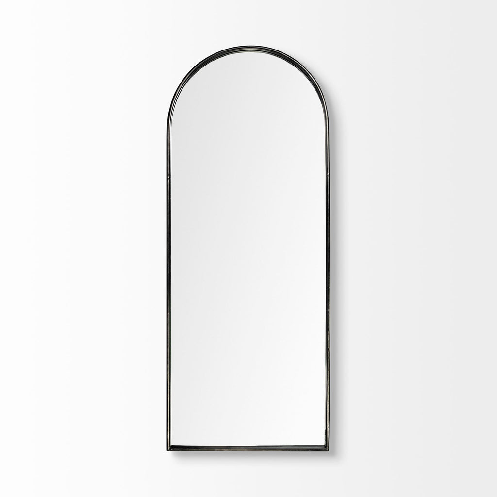 Black Metal Arch Framed Full Length Hanging Mirror - 70-inch