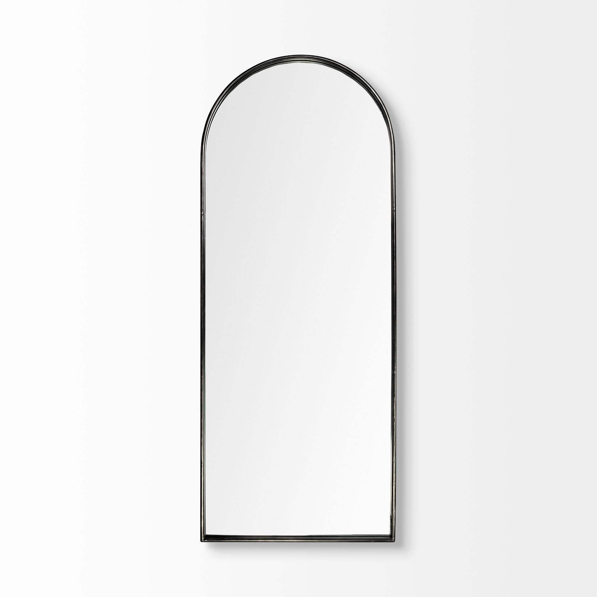 Black Metal Arch Framed Full Length Hanging Mirror - 70-inch