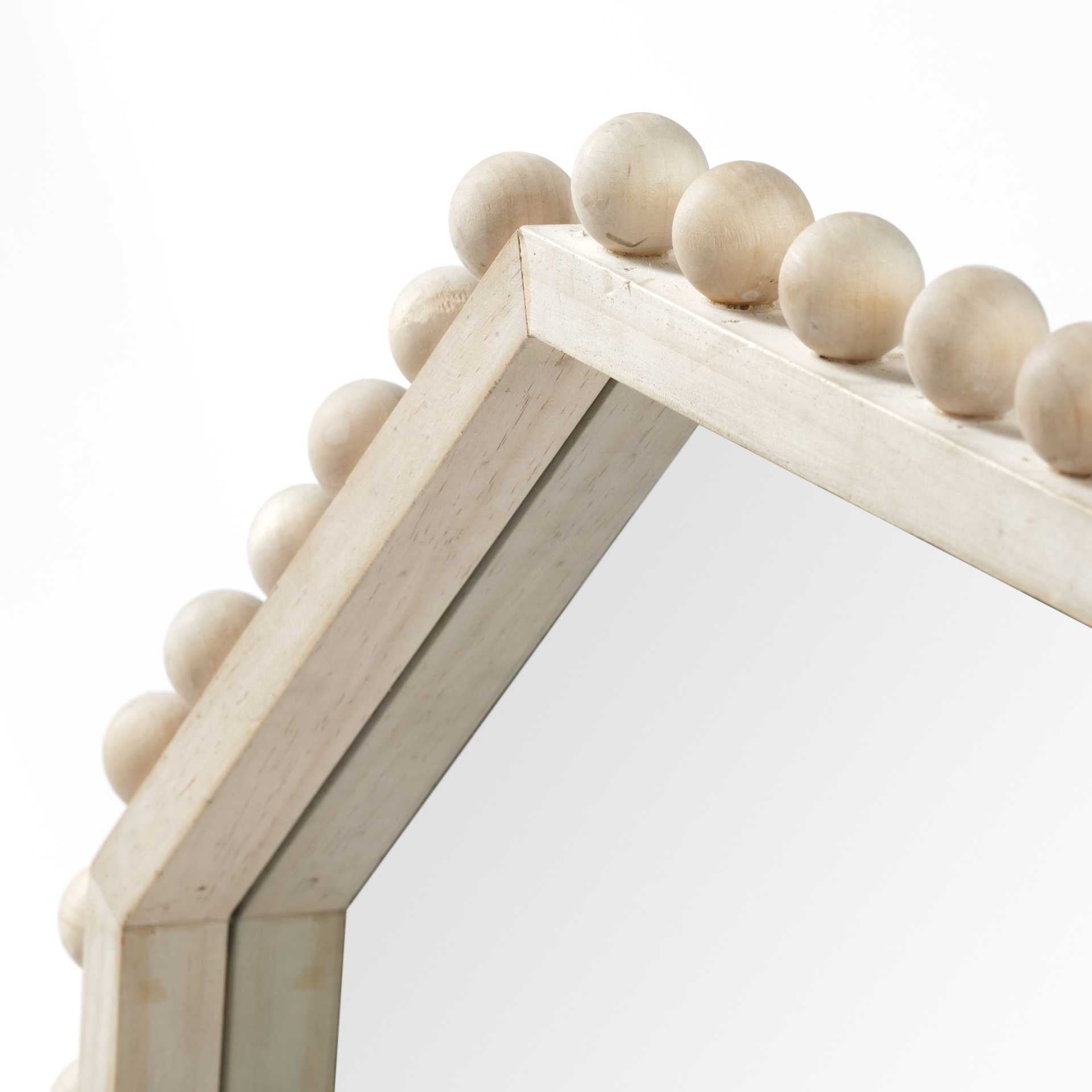 Natural Wood Octagon Beaded Framed Accent Mirror - 33-inch