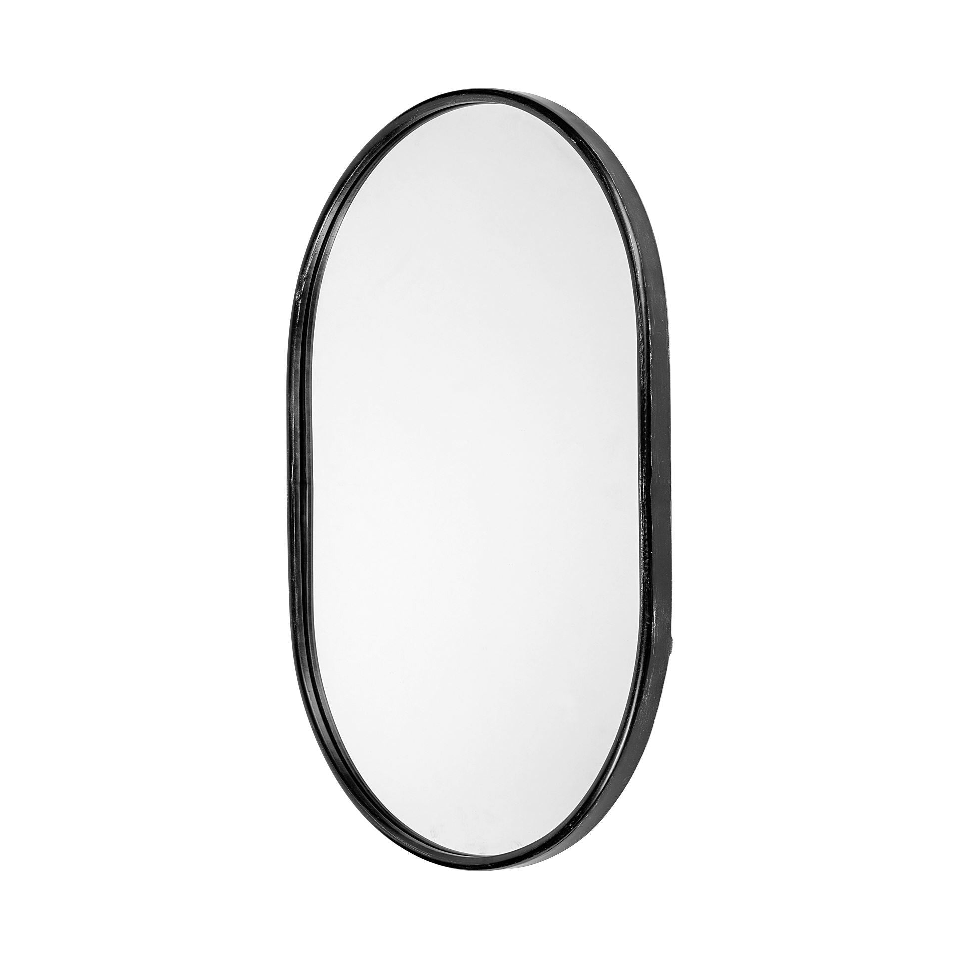 Black Oval Metal Framed Accent Mirror - 36-inch