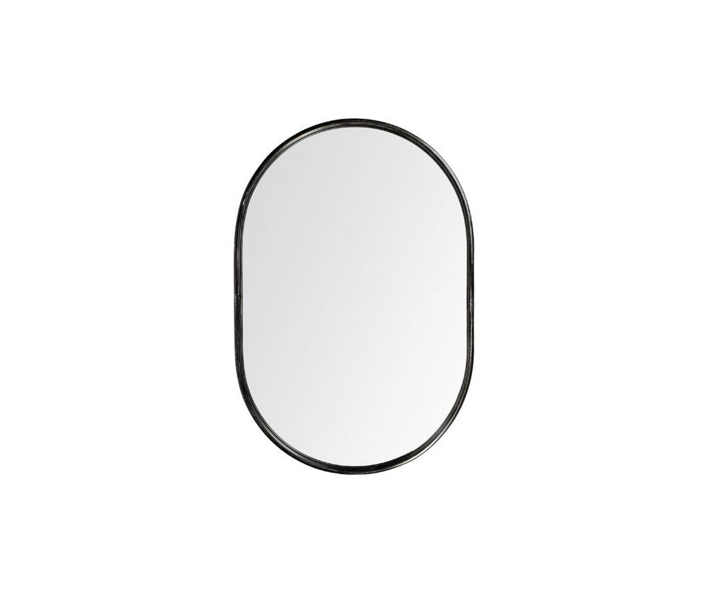Black Oval Metal Framed Accent Mirror - 36-inch