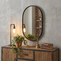 Black Oval Metal Framed Accent Mirror - 36-inch