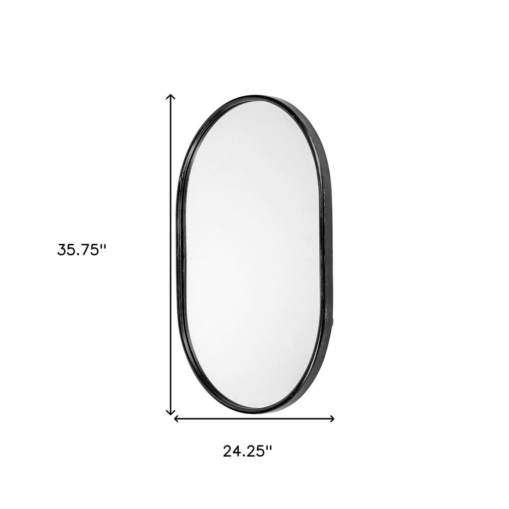 Black Oval Metal Framed Accent Mirror - 36-inch