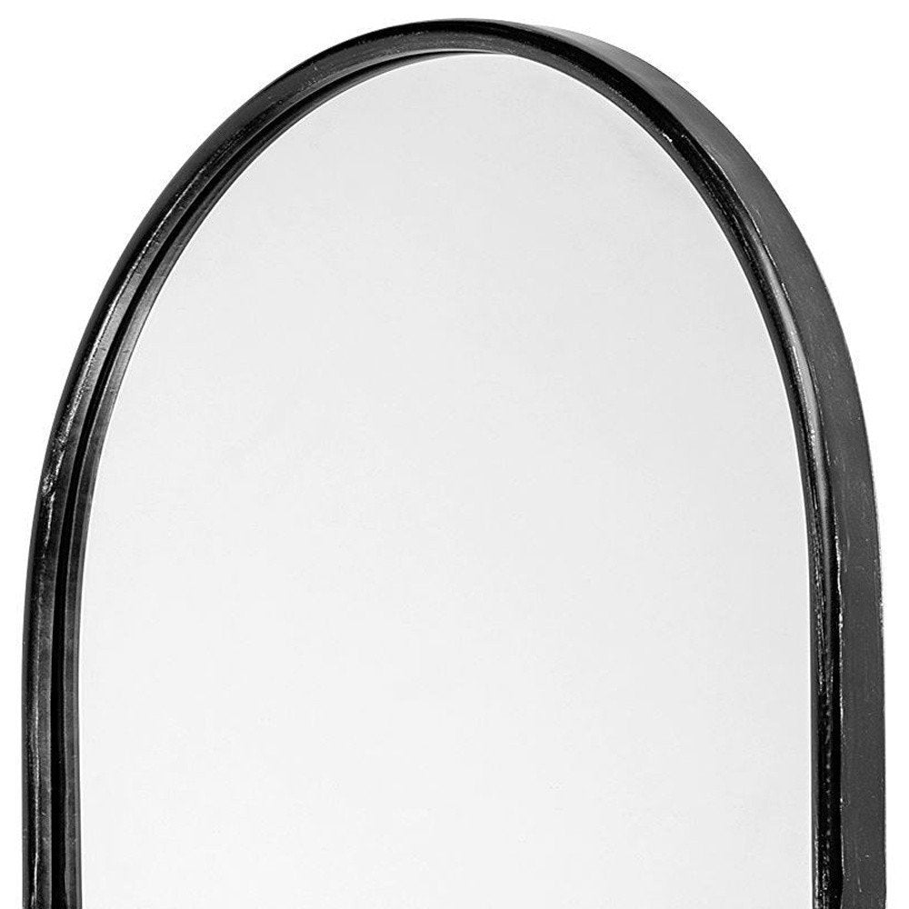 Black Oval Metal Framed Accent Mirror - 36-inch