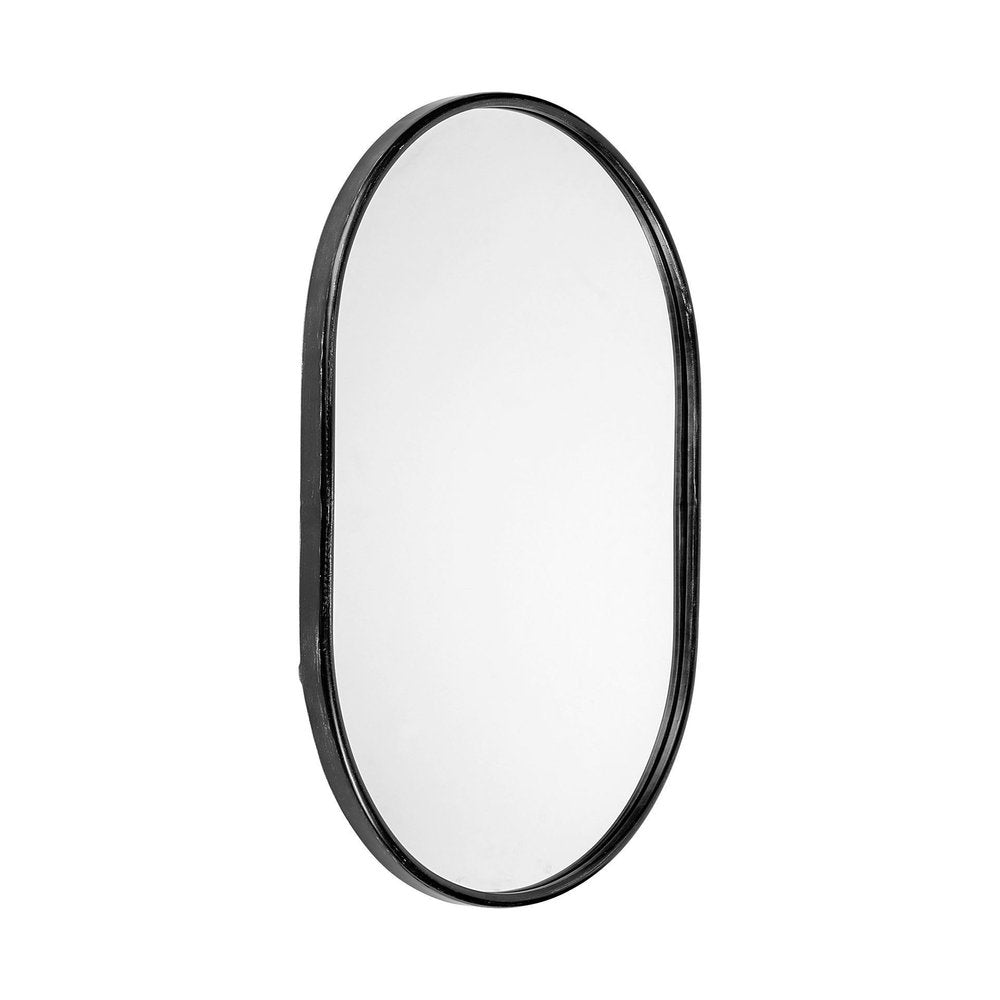 Black Oval Metal Framed Accent Mirror - 36-inch
