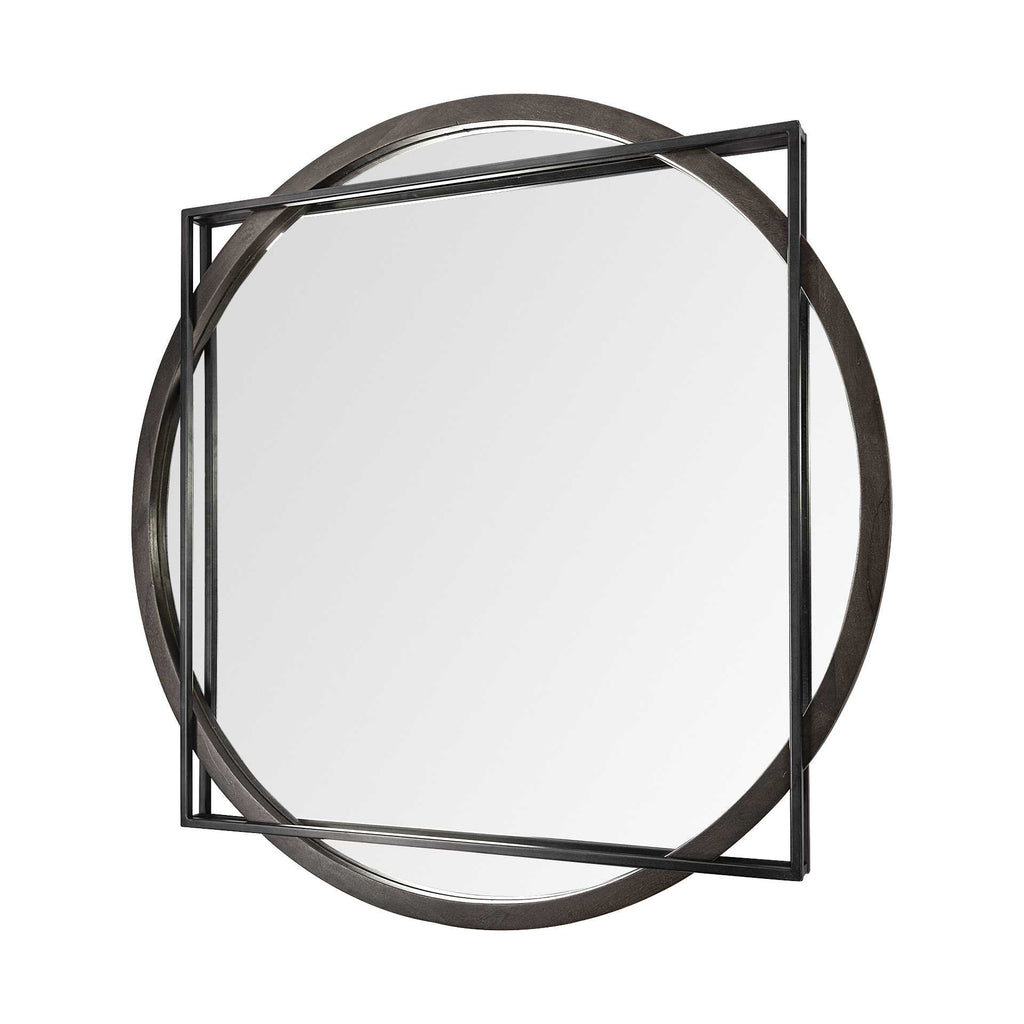 Black Abstract Metal Framed Accent Mirror - 46-inch
