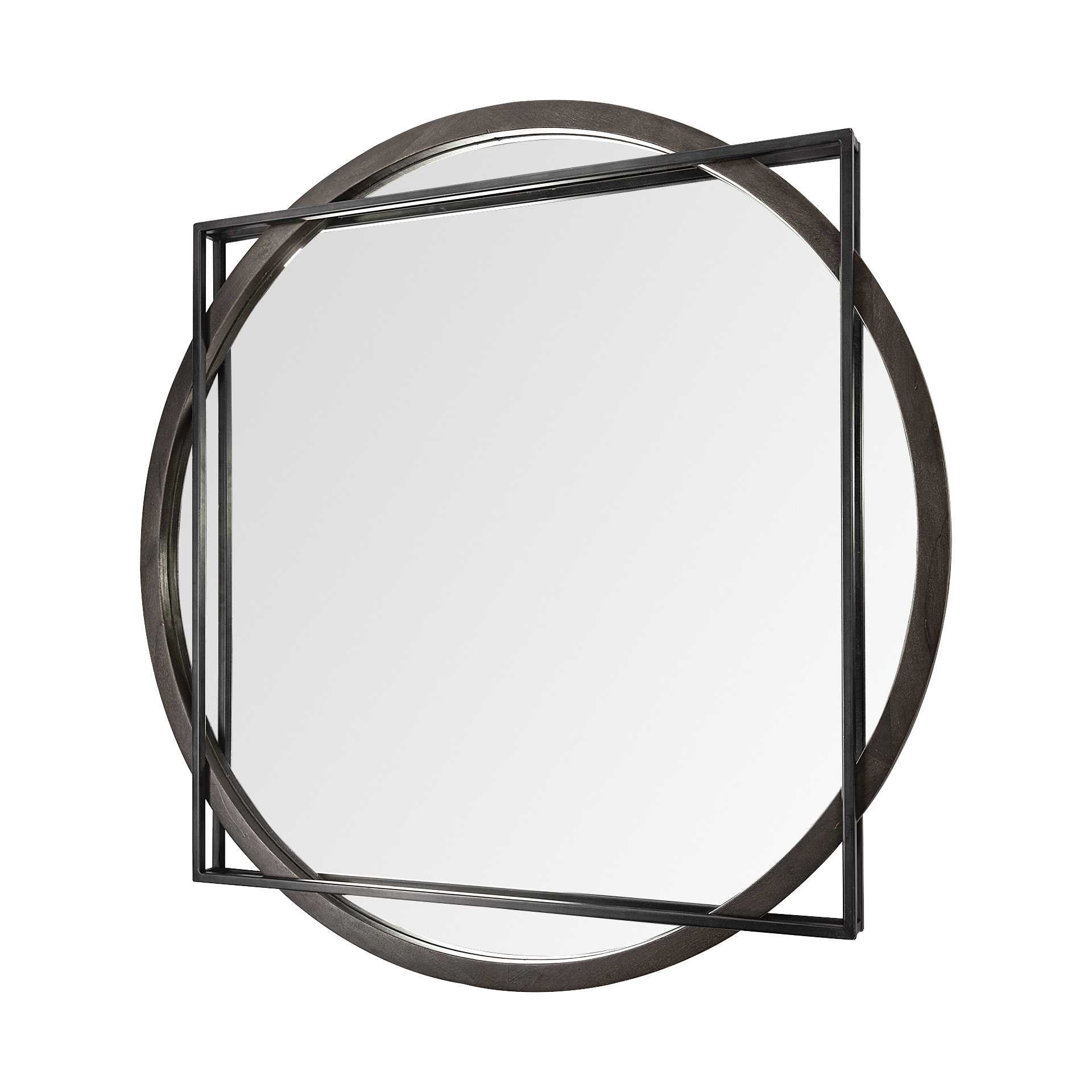 Black Abstract Metal Framed Accent Mirror - 46-inch
