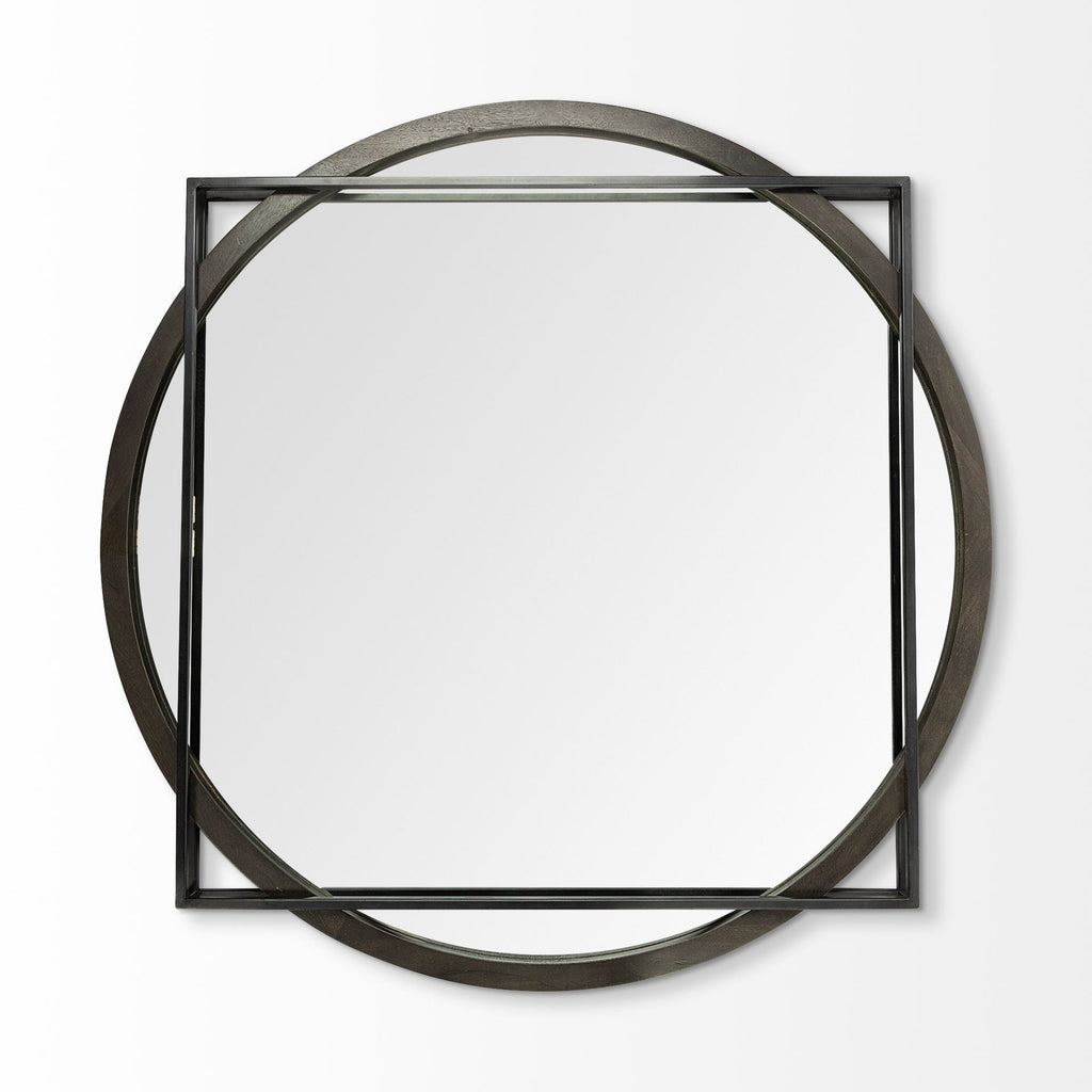 Black Abstract Metal Framed Accent Mirror - 46-inch