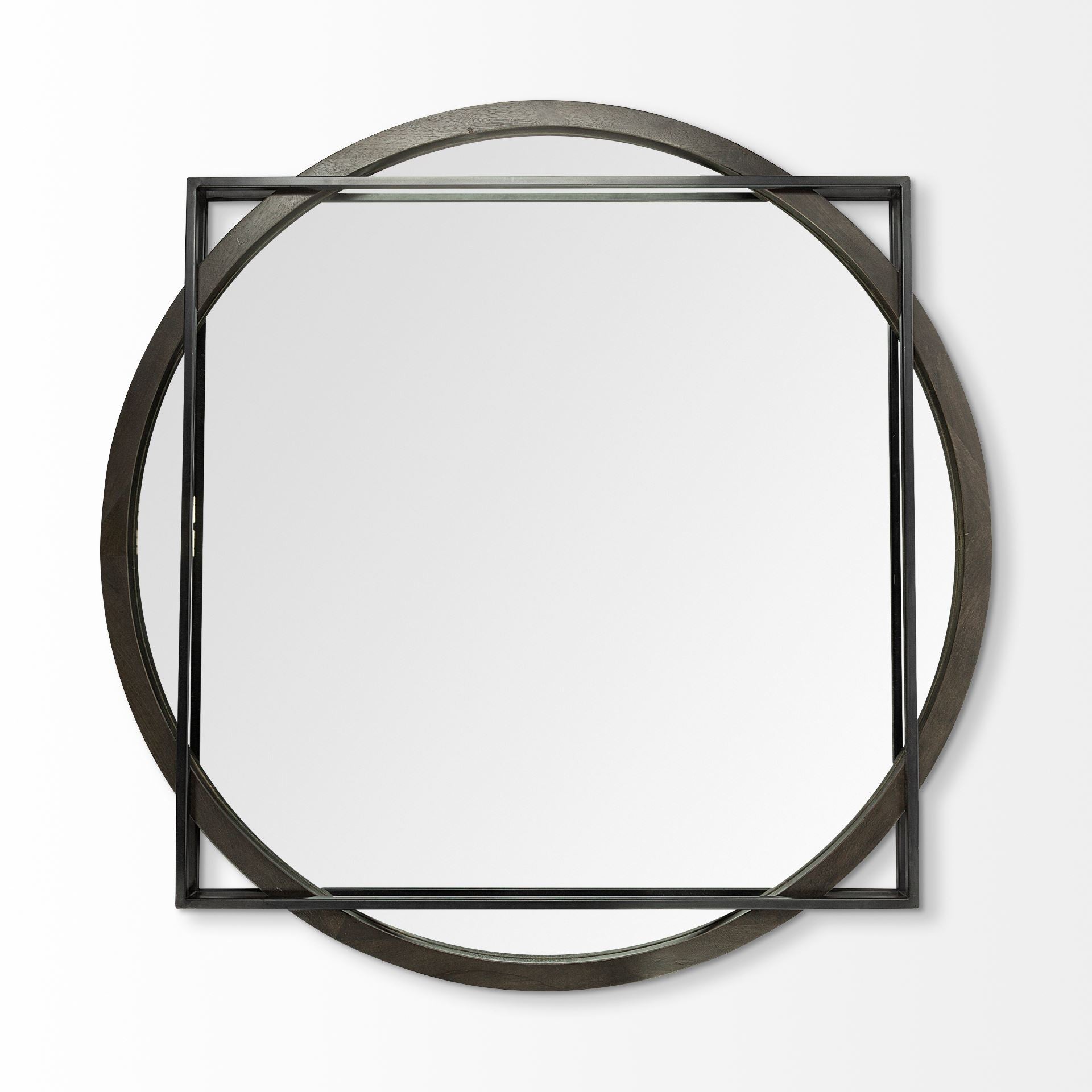 Black Abstract Metal Framed Accent Mirror - 46-inch