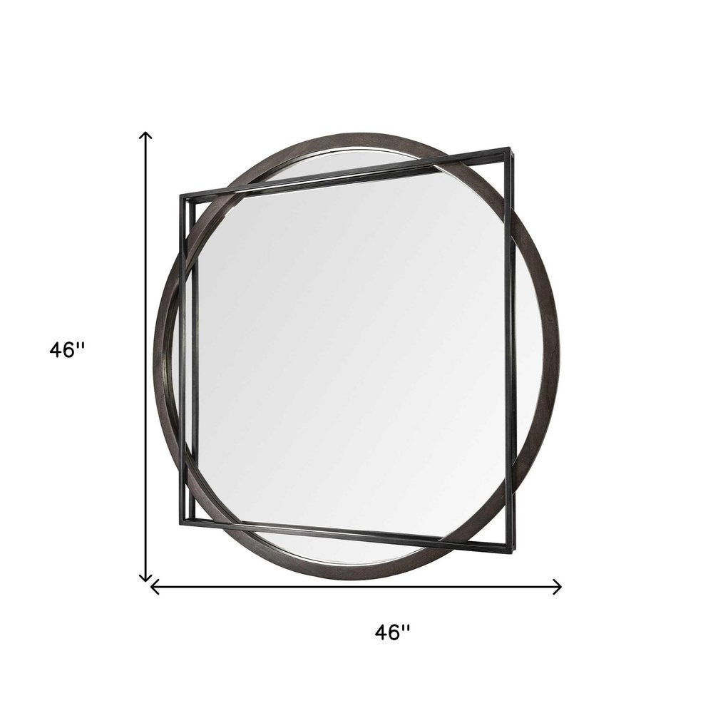 Black Abstract Metal Framed Accent Mirror - 46-inch