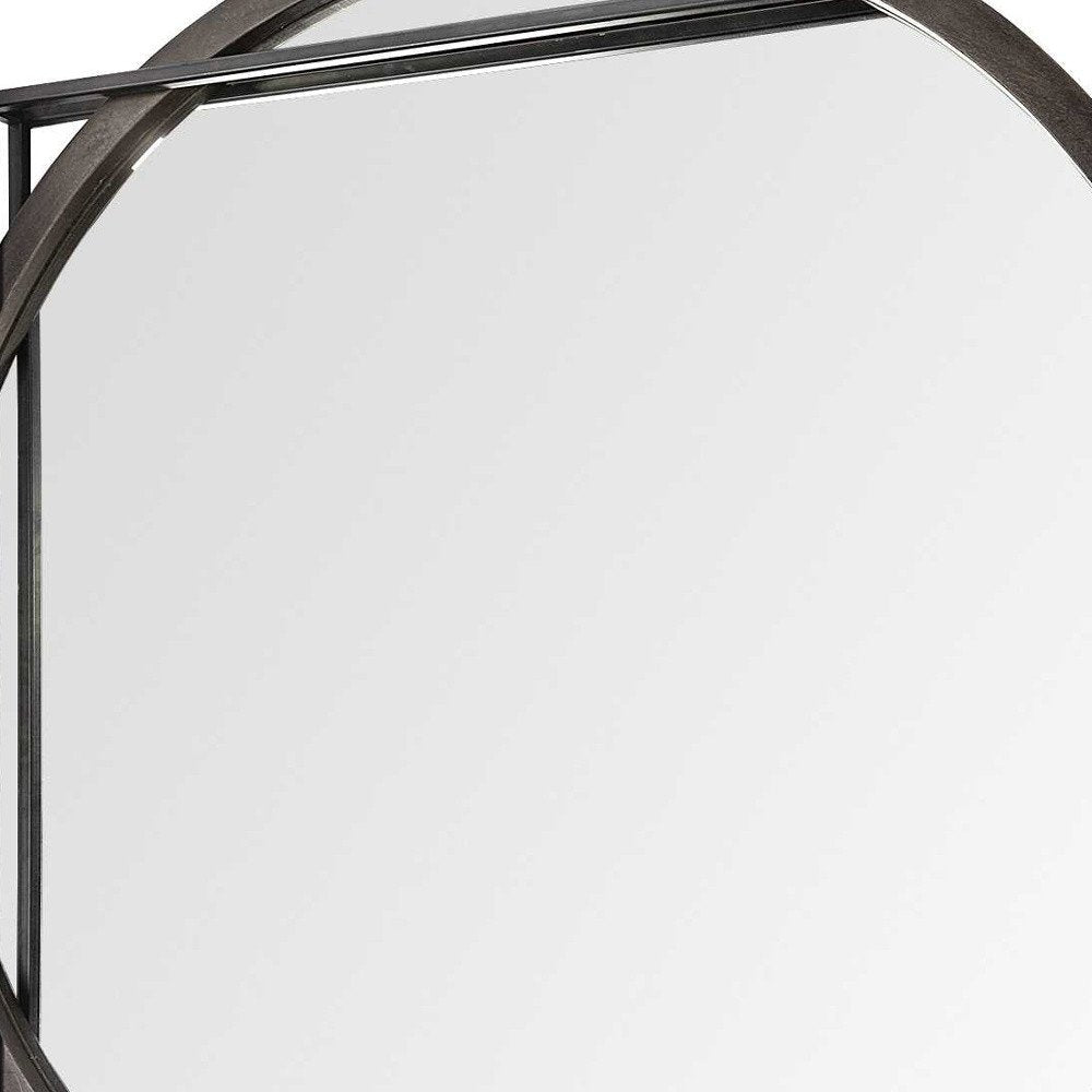 Black Abstract Metal Framed Accent Mirror - 46-inch