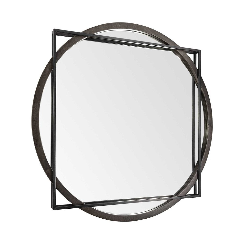 Black Abstract Metal Framed Accent Mirror - 46-inch