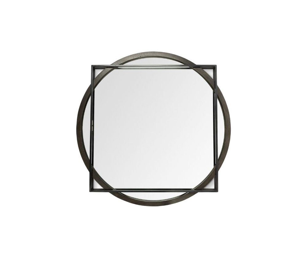 Black Abstract Metal Framed Accent Mirror - 46-inch