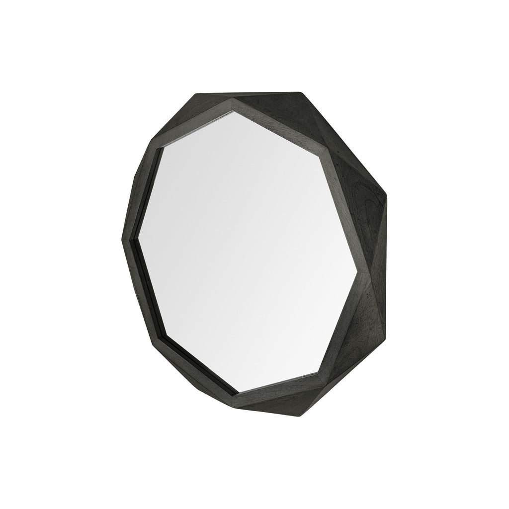 Octagon Black Wood Frame Wall Mirror - 32-inch