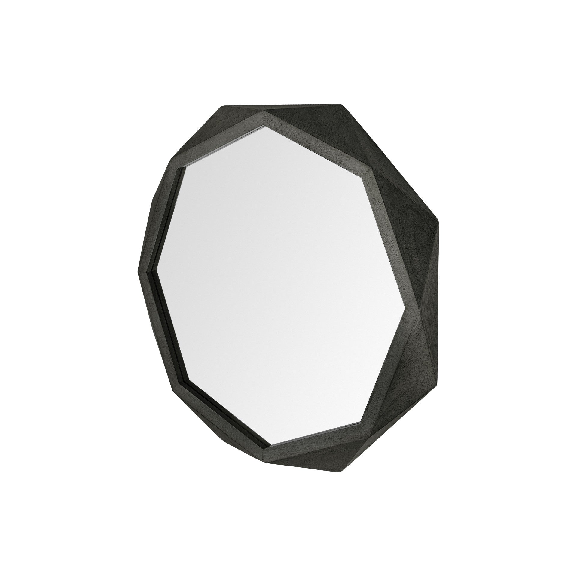 Octagon Black Wood Frame Wall Mirror - 32-inch