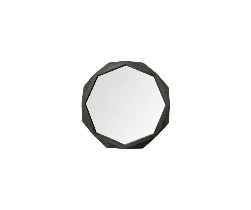 Octagon Black Wood Frame Wall Mirror - 32-inch