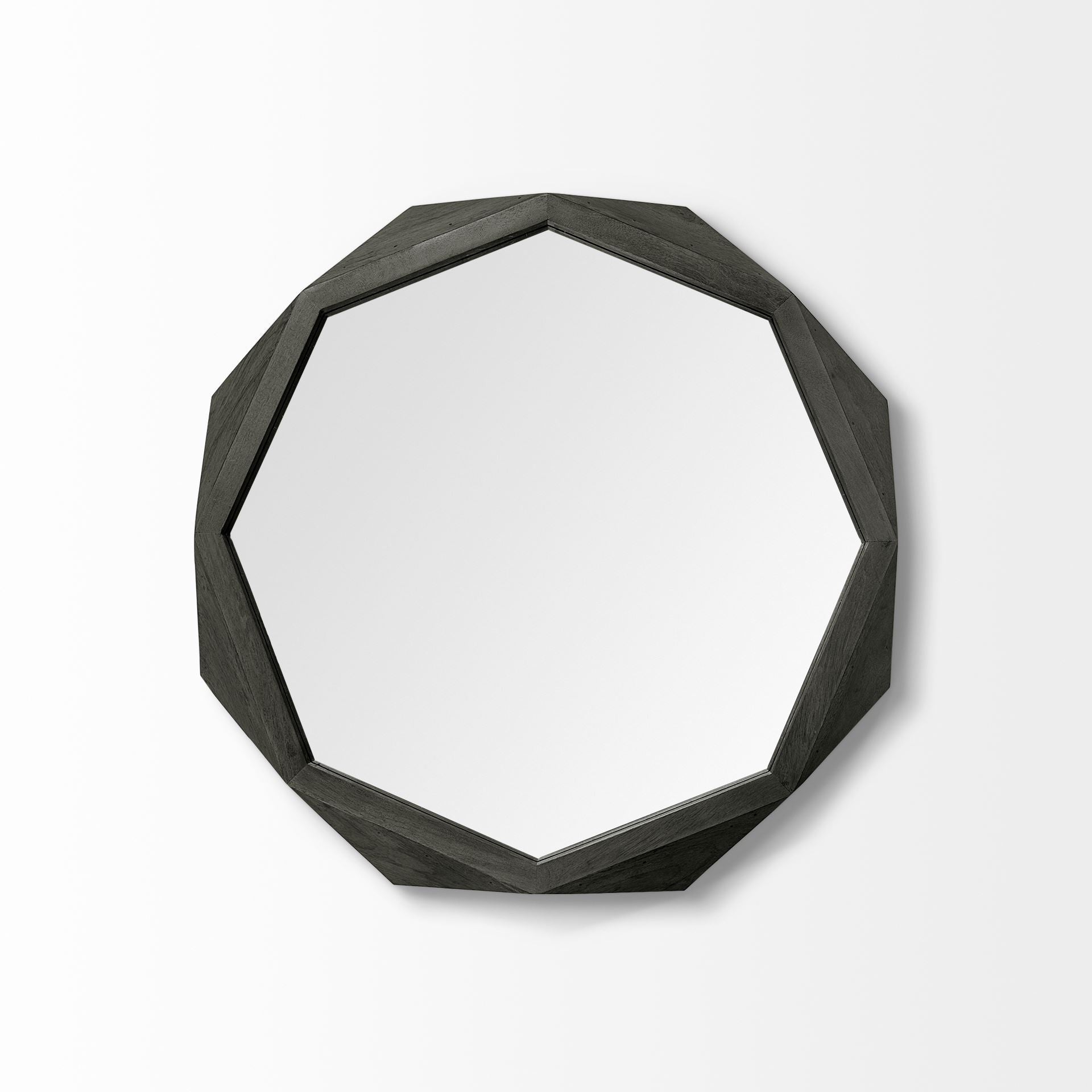 Octagon Black Wood Frame Wall Mirror - 32-inch
