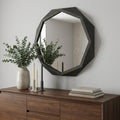 Octagon Black Wood Frame Wall Mirror - 32-inch
