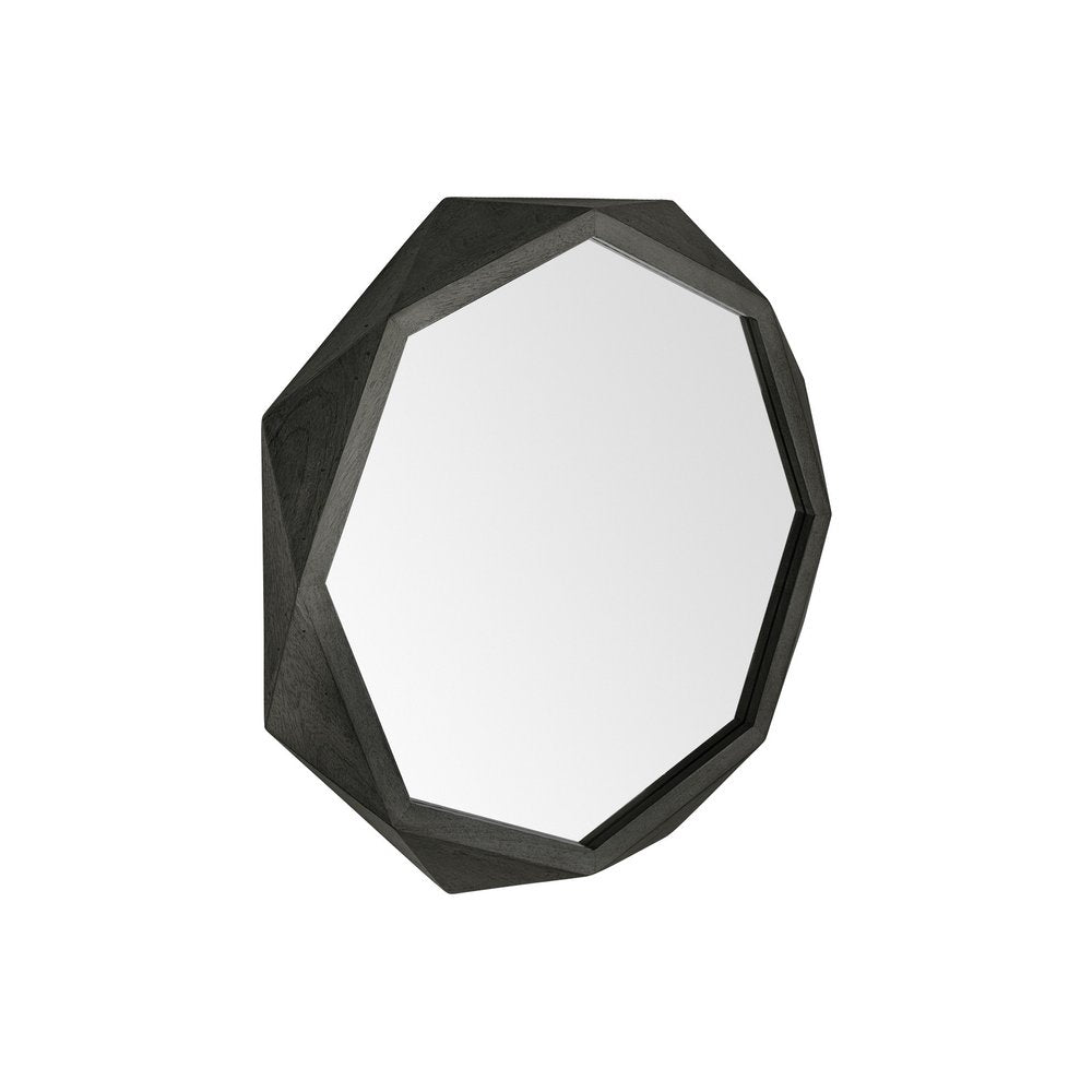 Octagon Black Wood Frame Wall Mirror - 32-inch