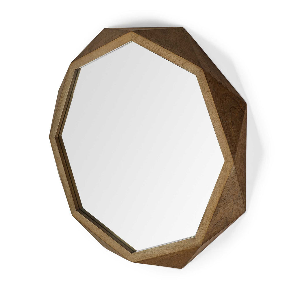 Brown Solid Wood Octagon Framed Accent Mirror - 41-inch