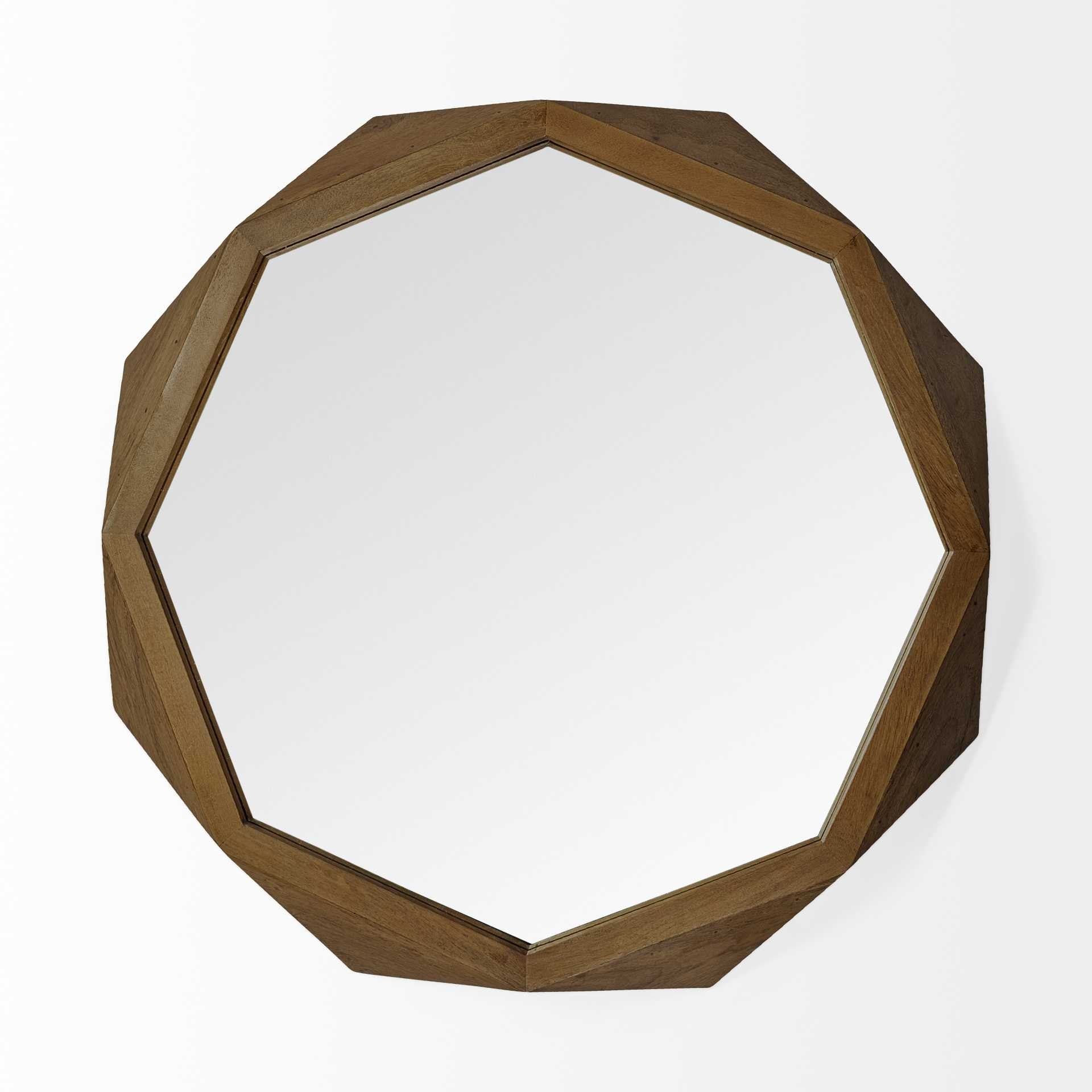 Brown Solid Wood Octagon Framed Accent Mirror - 41-inch