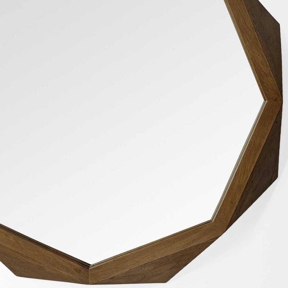 Brown Solid Wood Octagon Framed Accent Mirror - 41-inch