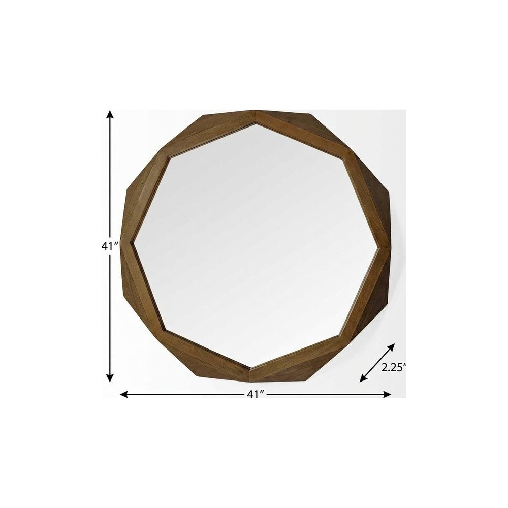Brown Solid Wood Octagon Framed Accent Mirror - 41-inch