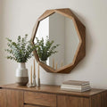 Brown Solid Wood Octagon Framed Accent Mirror - 41-inch