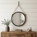 Black Metal Round Framed Accent Mirror - 39-inch
