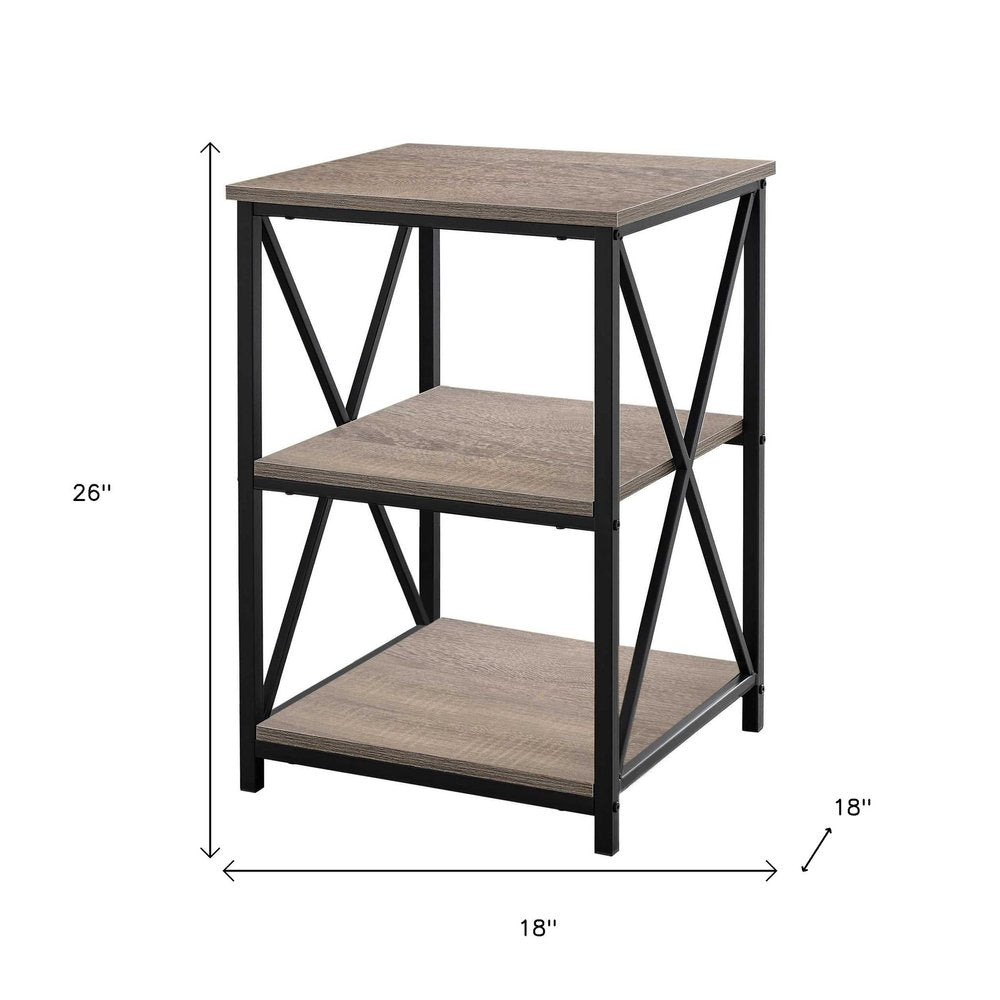 Rectangular Dark Taupe Black Metal Accent Table - 26-inch