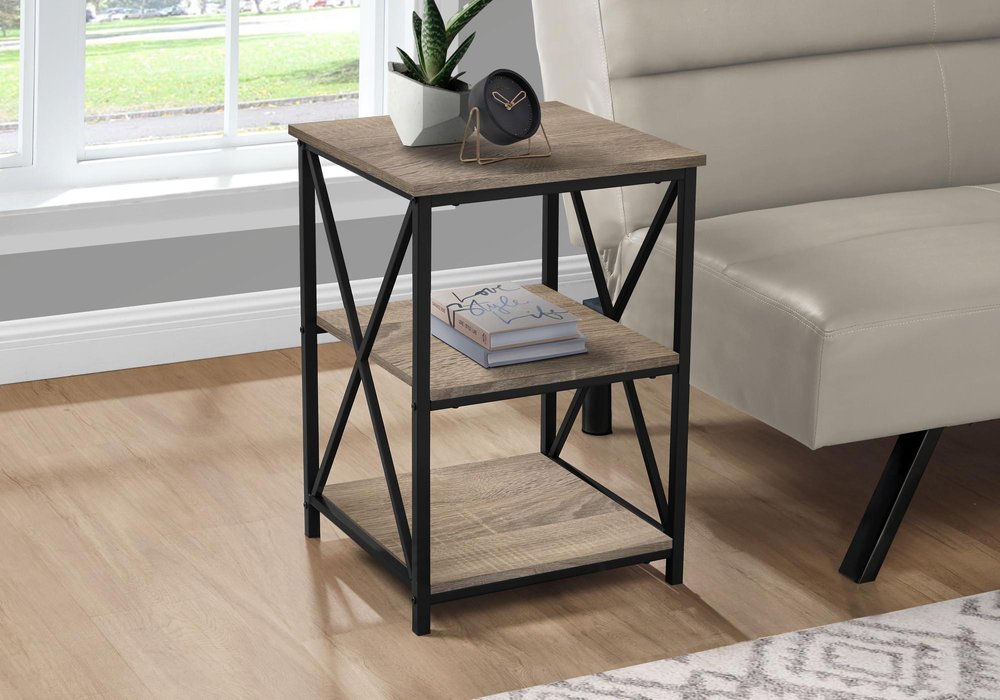 Rectangular Dark Taupe Black Metal Accent Table - 26-inch
