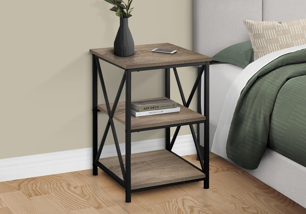 Rectangular Dark Taupe Black Metal Accent Table - 26-inch